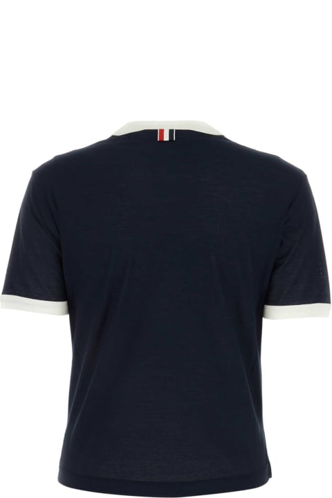Thom Browne Topwear for Women Thom Browne Midnight Blue Cotton T-shirt