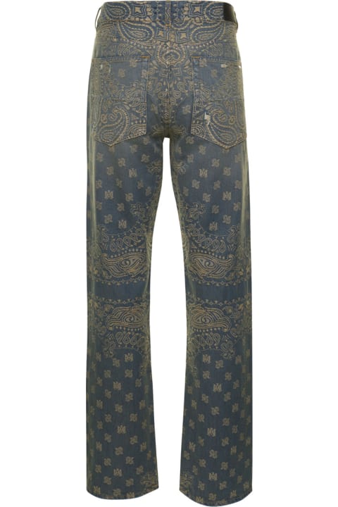 Clothing for Men AMIRI Blue And Brown Jeans Bandana Jacquard In Denim Man