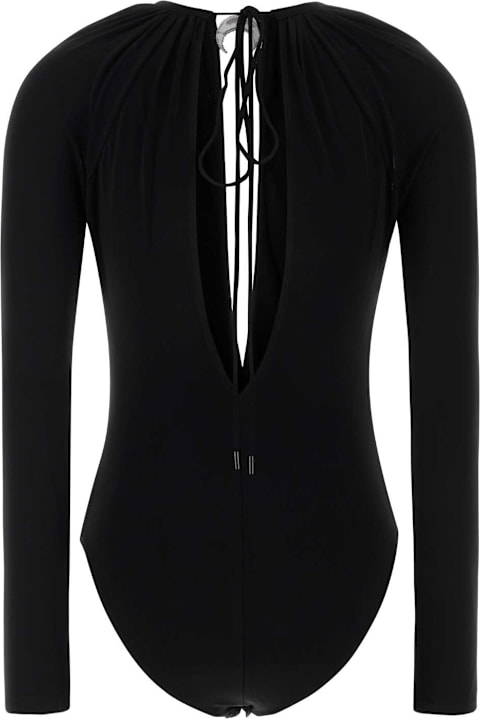 Marine Serre Black Stretch Viscose Bodysuit