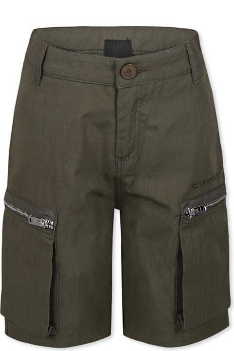Givenchy Bottoms for Boys Givenchy Green Shorts For Boy With Logo