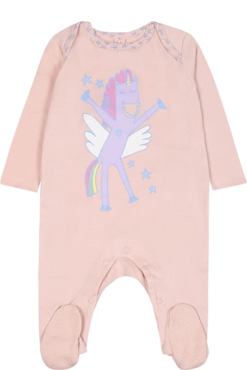 Stella McCartney Kids Stella McCartney Kids Pink Set For Baby Girl With Printed Unicorn