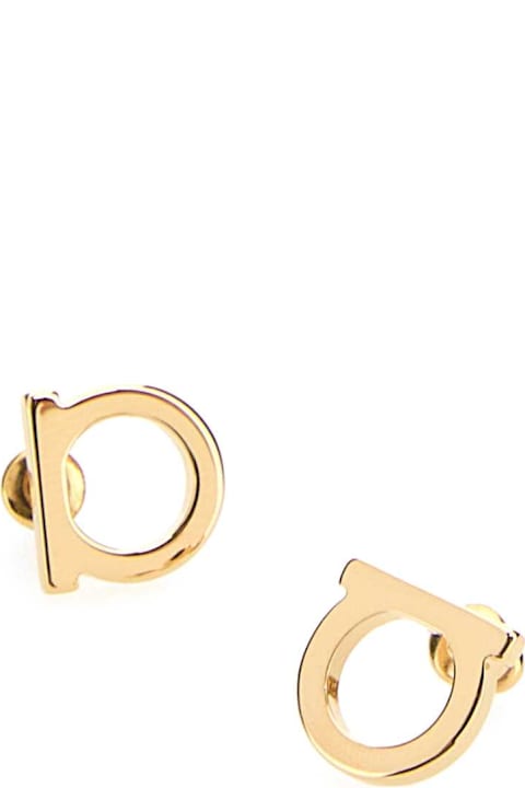 Ferragamo Earrings for Women Ferragamo Gold Metal Gancini Earrings