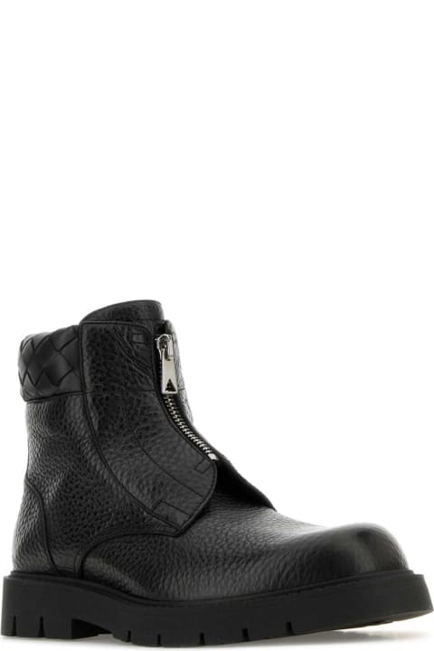 Bottega Veneta Shoes for Men Bottega Veneta Black Leather Haddock Ankle Boots