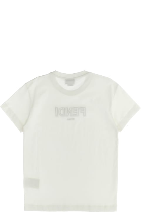 Fendi T-Shirts & Polo Shirts for Girls Fendi Logo Embroidery T-shirt