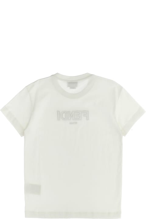 Fendi for Girls Fendi Logo Embroidery T-shirt