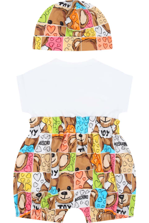 Fashion for Baby Girls Moschino Multicolor Romper For Baby Girl With Teddy Bear