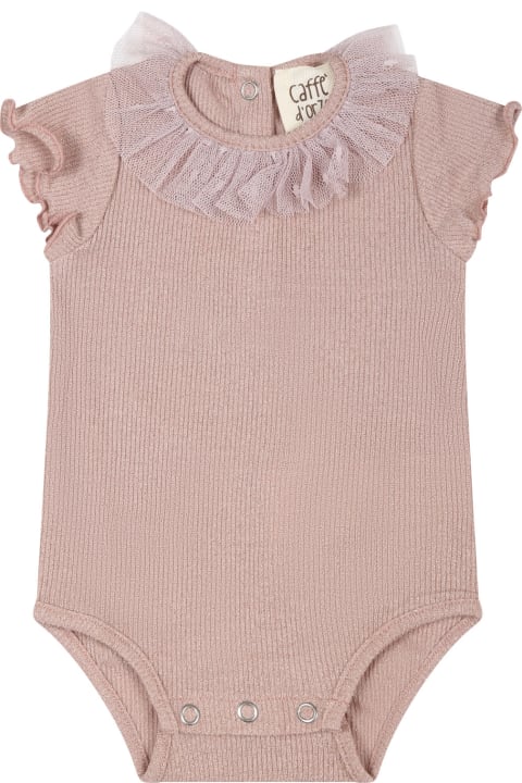 Caffe' d'Orzo for Kids Caffe' d'Orzo Pink Body Suit For Baby Girl With Tulle