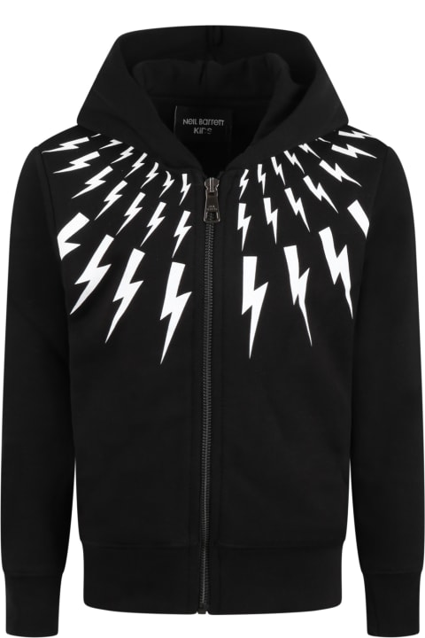 Black Sweatshirt For Boy With Iconic Lightning