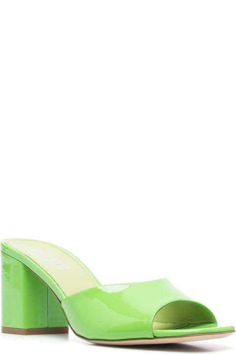 Paris Texas Shoes for Women Paris Texas 'anja' Green Mules With Block Heel In Patent Leather Woman