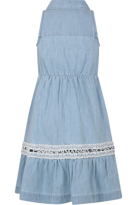 Dresses for Girls Ermanno Scervino Junior Blue Dress For Girl With Logo