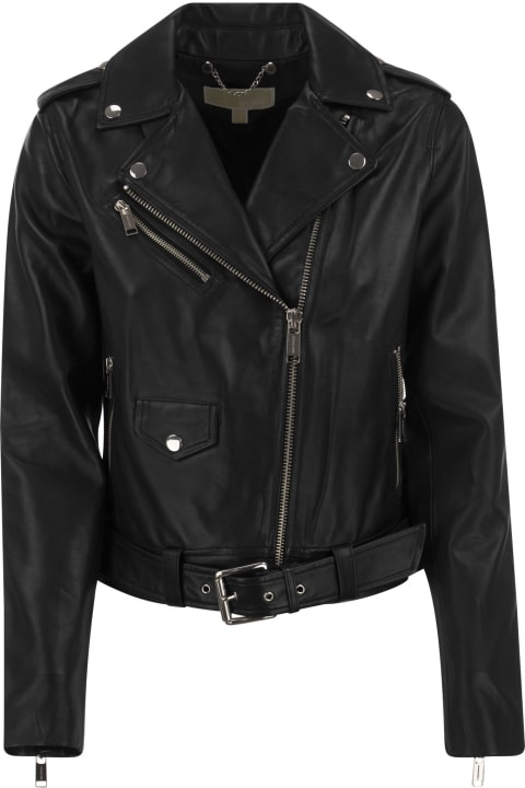 ウィメンズ コート＆ジャケット MICHAEL Michael Kors Leather Biker Jacket