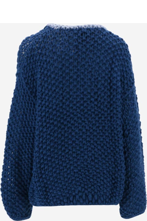 Merino Wool Blend Sweater With Contrasting Edges