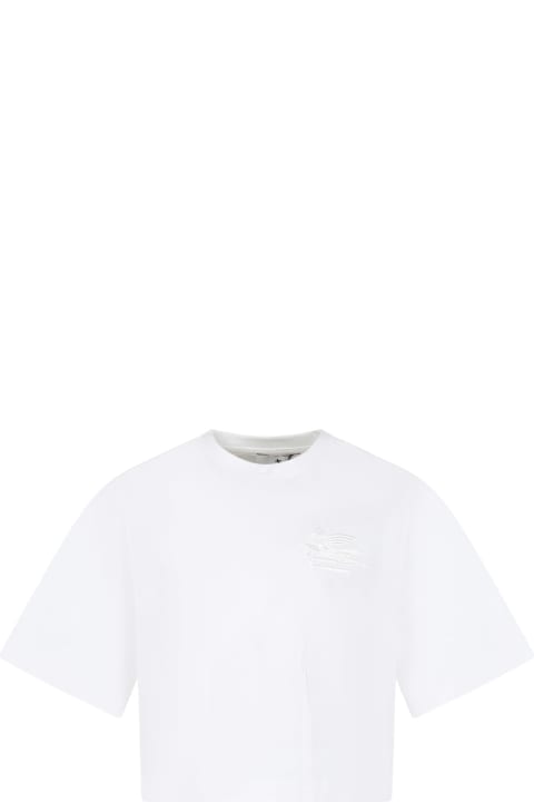 Topwear for Girls Etro White T-shirt For Girl With Logo
