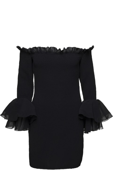 Fashion for Women Rotate by Birger Christensen Black'bellina' Shirred Mini Dress In Chiffon Woman