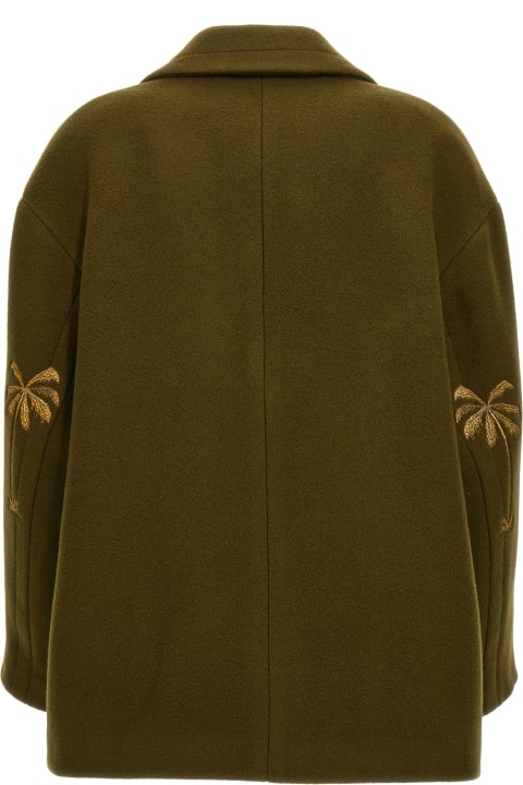 Palm Angels for Women Palm Angels Palm Embroidered Drop Shoulder Coat