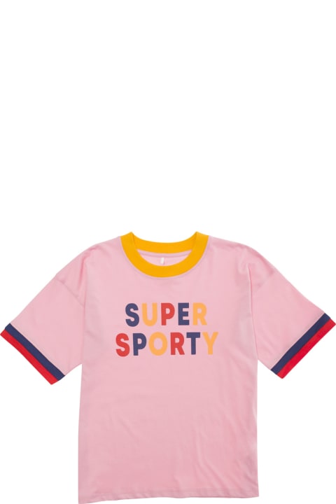 Mini Rodini T-Shirts & Polo Shirts for Boys Mini Rodini Pink T-shirt With Super Sporty Print In Cotton Boy