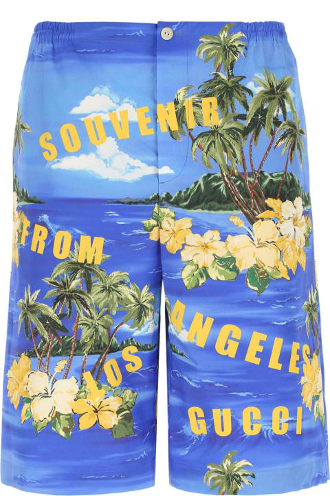 メンズ新着アイテム Gucci Printed Poplin Bermuda Shorts