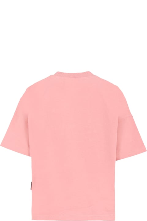 Homeware Palm Angels Pink T-shirt For Girl With Bear Punk Print