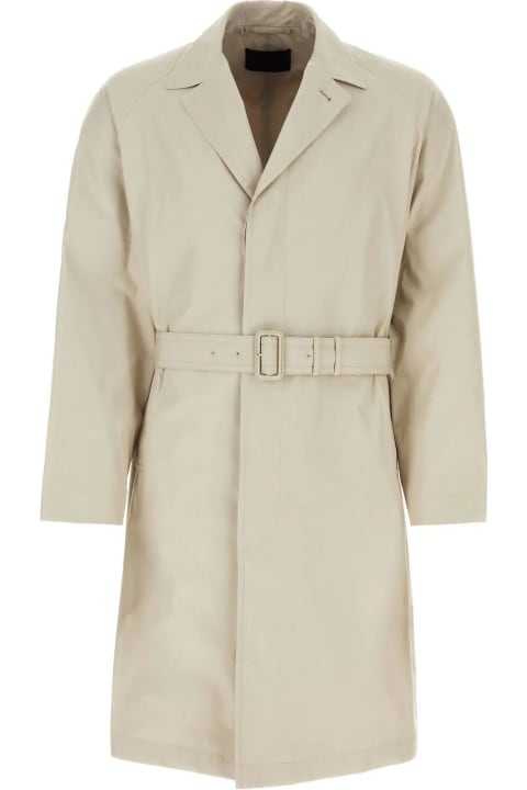 Clothing for Men Prada Dove Grey Cotton Blend Overcoat