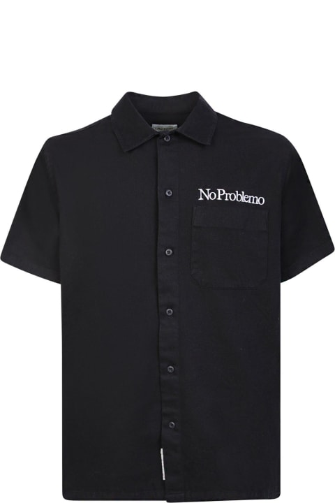 Aries Clothing for Men Aries No Problemo Embroidered Button-up Shirt