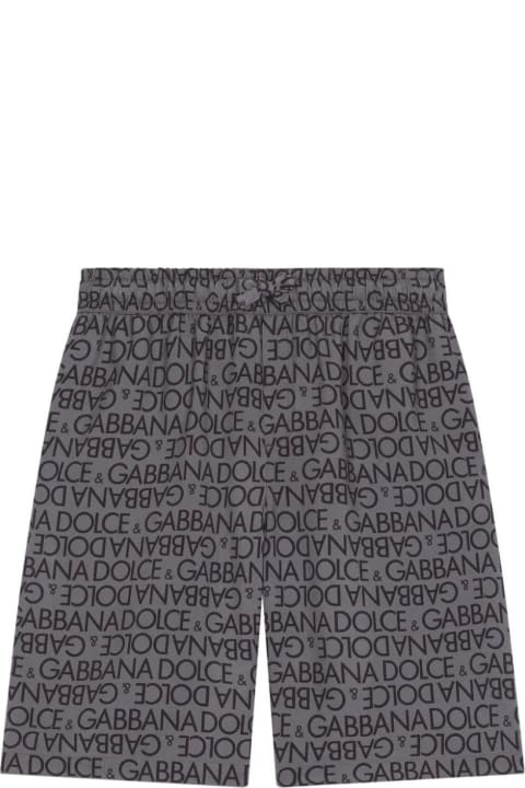 Bottoms for Boys Dolce & Gabbana Grey Bermuda Shorts With All-over Logo