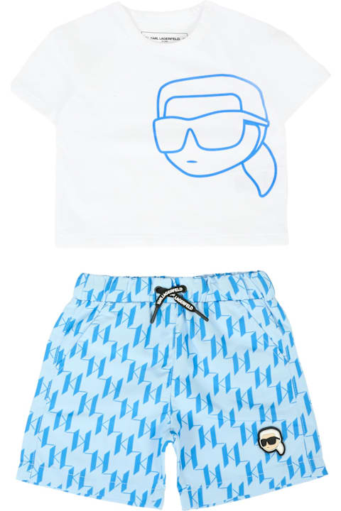 Karl Lagerfeld Kids for Men Karl Lagerfeld Kids Light Blue Suit For Baby Boy With Karl Lagerfeld