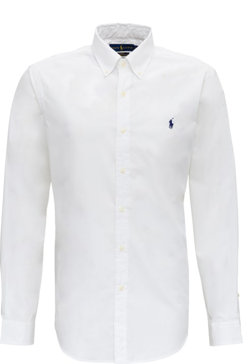 Fashion for Men Polo Ralph Lauren White Classic Collar Shirt In Cotton Poplin Man Polo Ralph Lauren