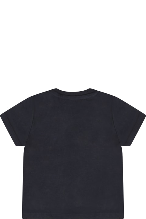 Topwear for Baby Boys Hugo Boss Blue T-shirt For Baby Boy With White Logo