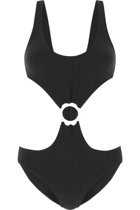 Lisa Marie Fernandez Swimwear for Women Lisa Marie Fernandez Black Stretch Terry Scallop Trikini