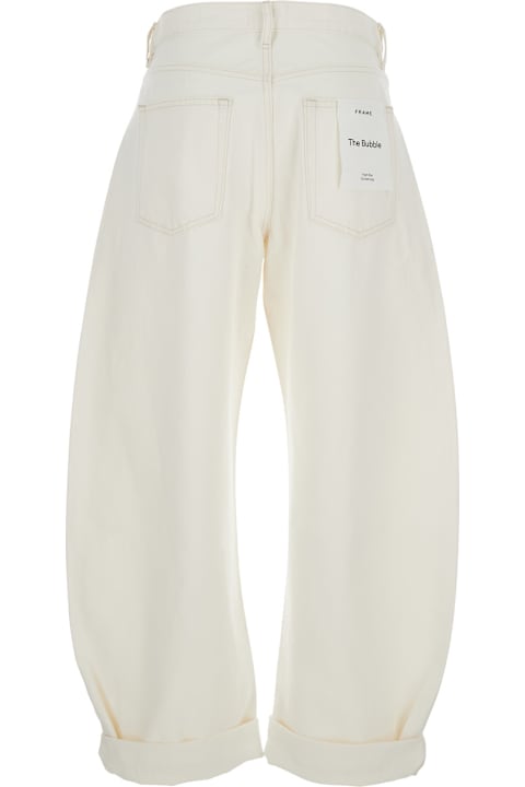 Frame for Kids Frame 'the Bubble' White Five-pocket Jeans With Balloon Legs In Denim Woman