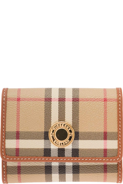 Burberry Wallets for Women Burberry Small Folding Wallet With Checkered Motif In Leather Woman