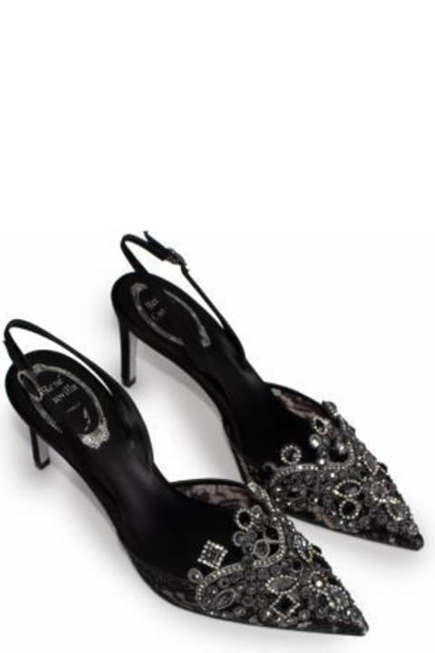 René Caovilla High-Heeled Shoes for Women René Caovilla Veneziana Lace Slingbacks