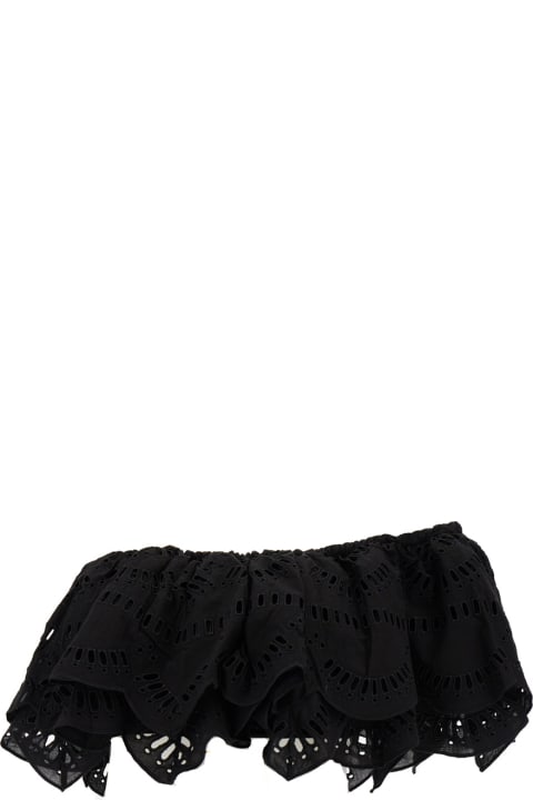 Charo Ruiz Clothing for Women Charo Ruiz 'collyk' Black Off-the-shoulders Top In Cotton Lace Woman