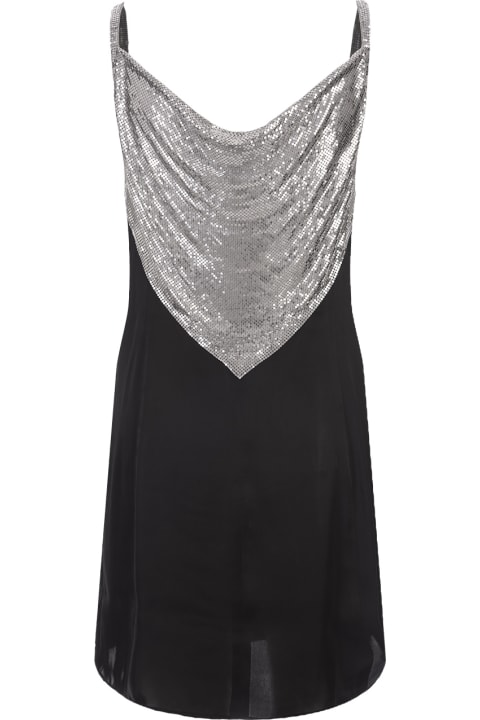 ウィメンズ Paco Rabanneのジャンプスーツ Paco Rabanne Mini Dress In Black Jersey And Silver Mesh