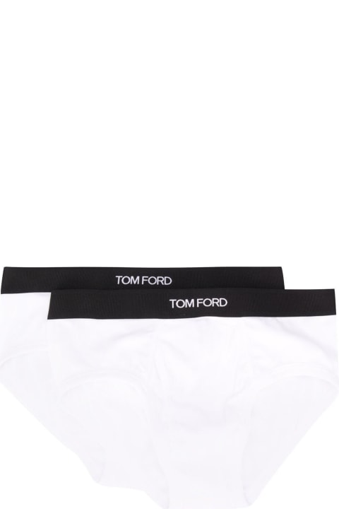 Tom Ford Woman's Two White Cotton Briefs With  Logo