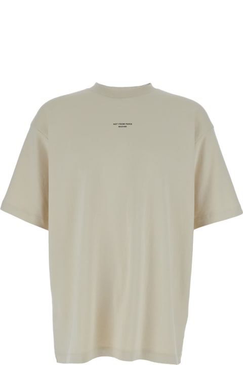 Drôle de Monsieur for Men Drôle de Monsieur 'slogan Classique' Beige Classic T-shirt With Logo Print In Cotton Blend Man