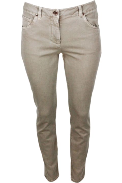 Brunello Cucinelli Pants & Shorts for Women Brunello Cucinelli Pantalone A 5 Tasche In Drill Di Cotone Stretch Con Monile Sulla Tasca Posteriore