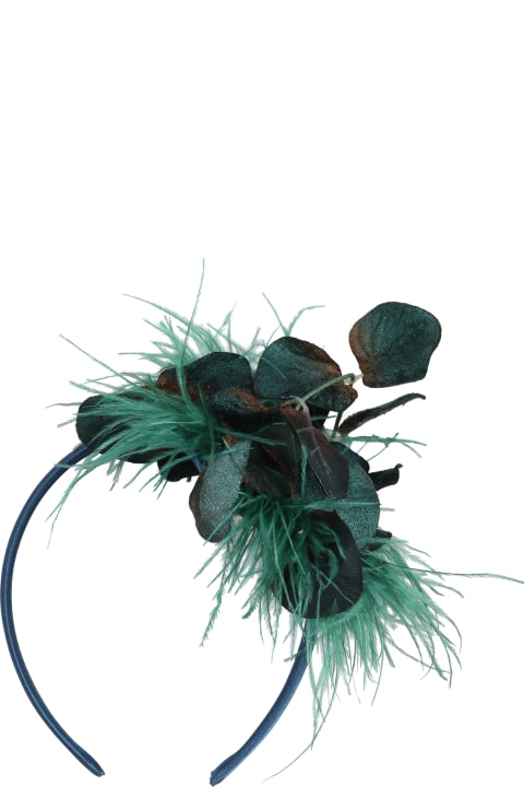 Green Hairband For Girl With Feathers