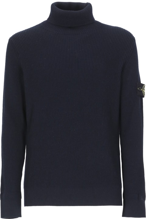Stone Island Sweaters for Women Stone Island Logo Patch Turtleneck Jumper