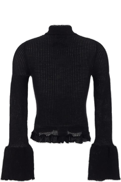 Blumarine Sweaters for Women Blumarine Ruffle-detailed Flared-cuff Ribbed-knit Jumper