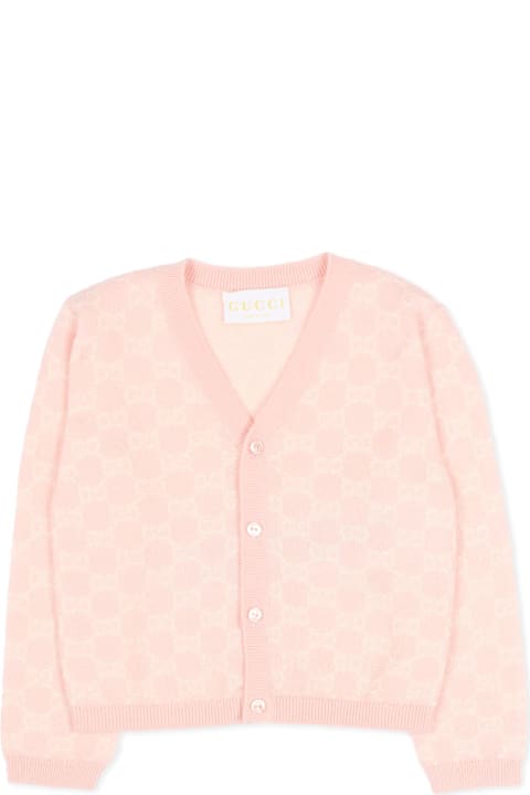 Homeware Gucci Pink Cardigan For Baby Girl With Gg