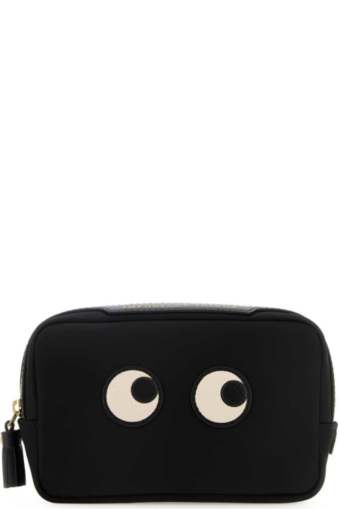 Anya Hindmarch Clutches for Women Anya Hindmarch Black Nylon Eyes Pouch