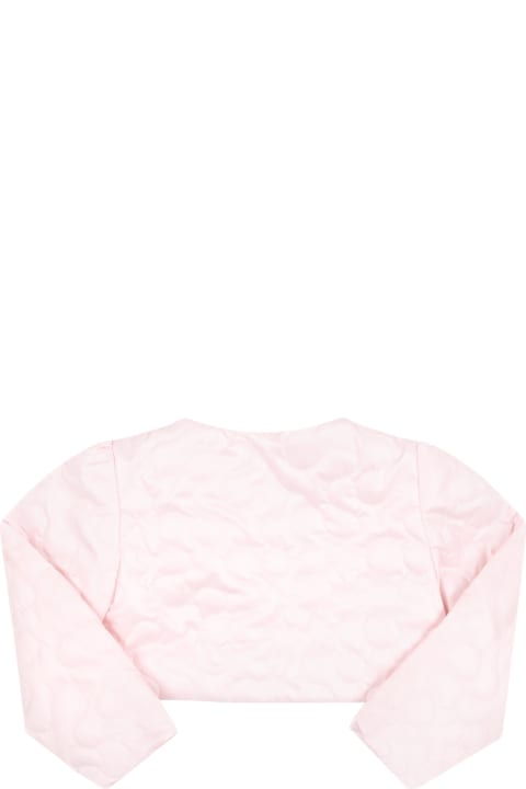 ベビーボーイズ Monnalisaのコート＆ジャケット Monnalisa Pink Jacket For Baby Girl With Logo Patch