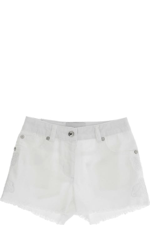 Ermanno Scervino Junior Bottoms for Girls Ermanno Scervino Junior White Denim Shorts With Lace Appliqués