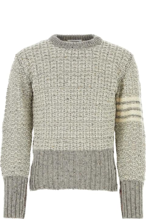 Thom Browne for Men Thom Browne Melange Grey Wool Blend Sweater