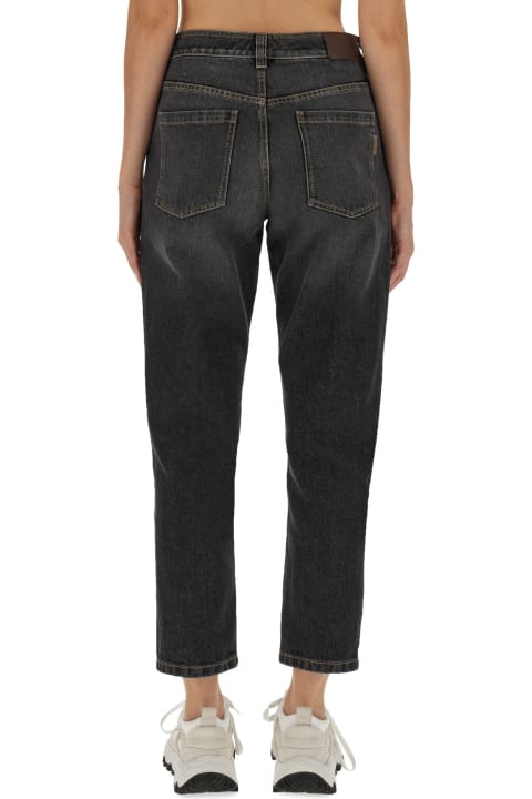 Jeans for Women Brunello Cucinelli Button Detailed Tapered Jeans