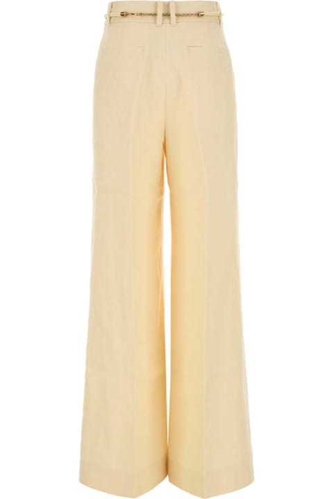 Zimmermann Pants & Shorts for Women Zimmermann Cream Linen Illuminate Wide-leg Pant