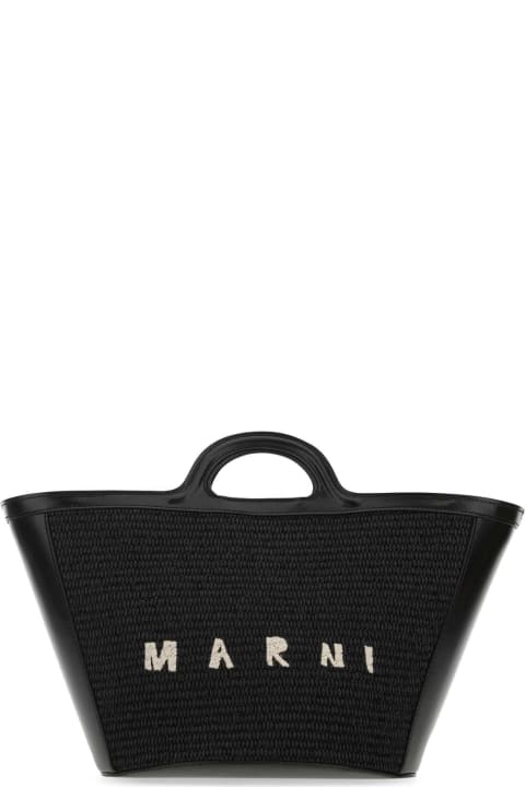 Sale for Women Marni Black Leather And Raffia Small Tropicalia Summer Handbag