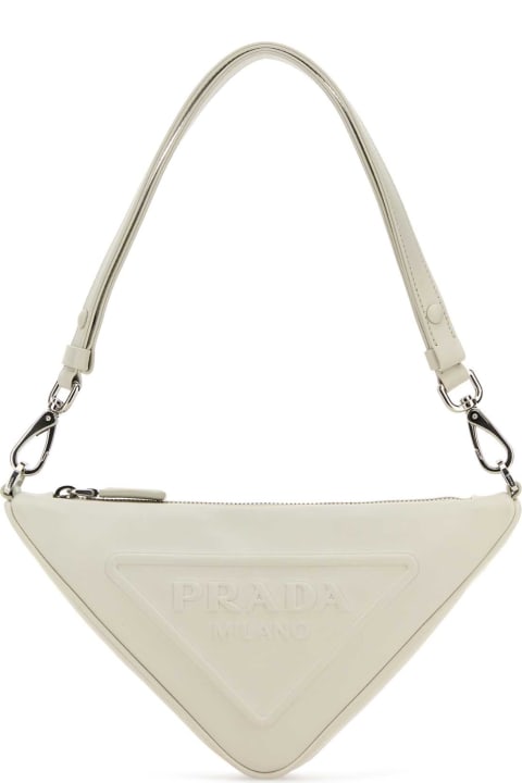 Prada Totes for Women Prada White Leather Prada Triangle Shoulder Bag
