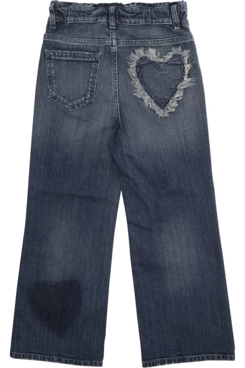 Bottoms for Girls Golden Goose Blue Jeans With Elastic Waist And Heart Shaped Details In Denim Girl